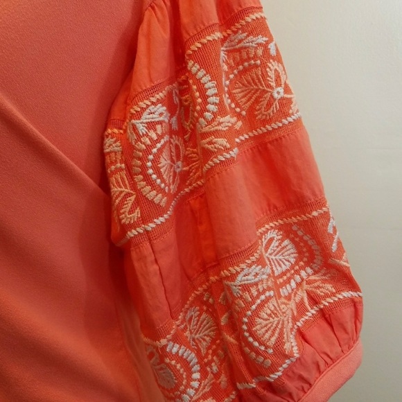 ✨HP✨Free People Rock With It Off Orange Shoulder Top L - Picture 7 of 9